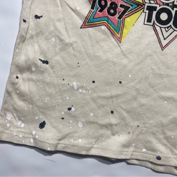 Chaser Cream Def Leopard World Tour 1988 100% Cotton Paint Spatter T-shirt NWT S - Picture 13 of 15